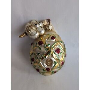 Vtg Patricia Breen Trelliage Beehive Roses RED 4.33" Ornament Bees Flowers